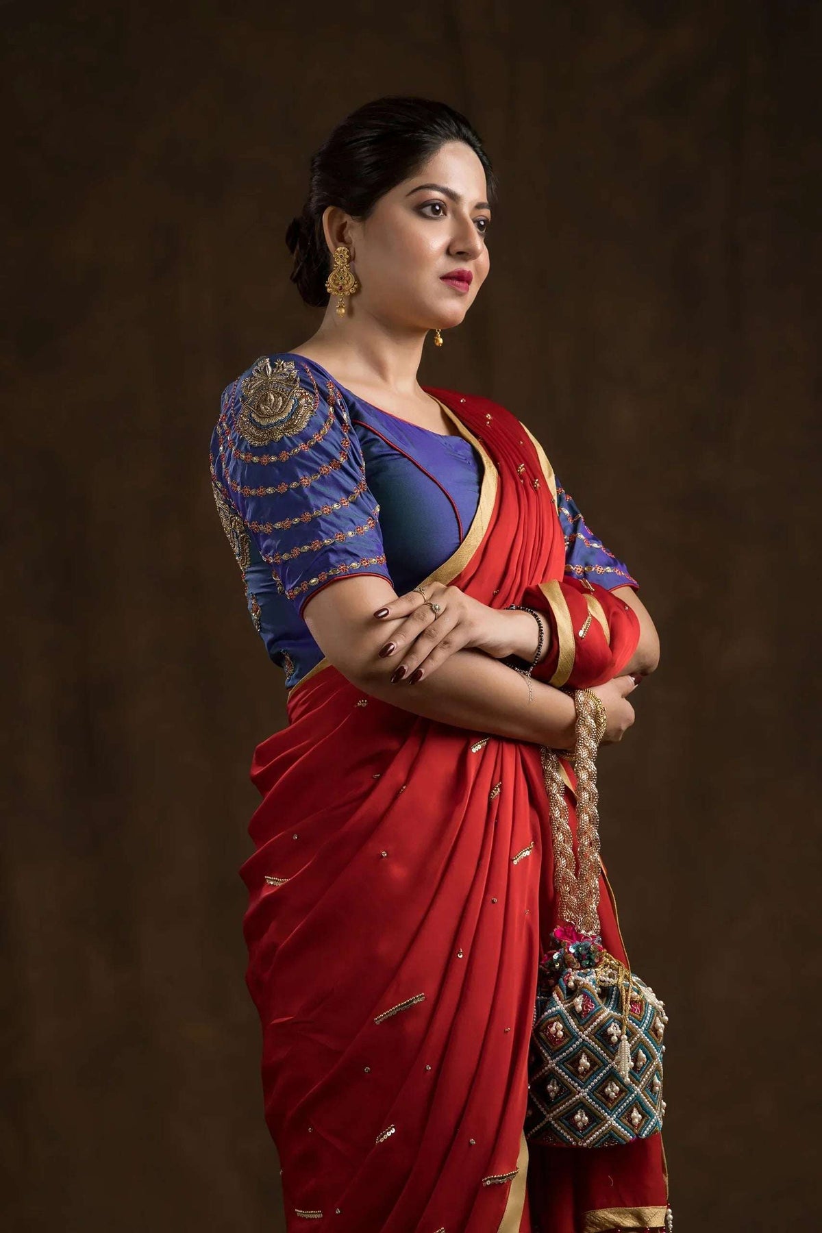Irish Purple Shaded Mughal Floral Motifs Blouse.
