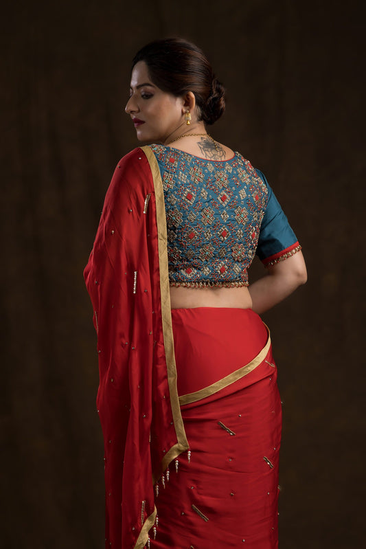 SAPPHIRE BLUE SHADED BLOUSE | Shop Now - Kizmit Designs Store