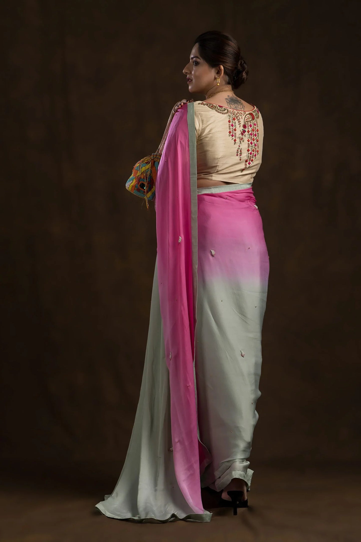 Golden Beige Floret Blouse | Shop Now.