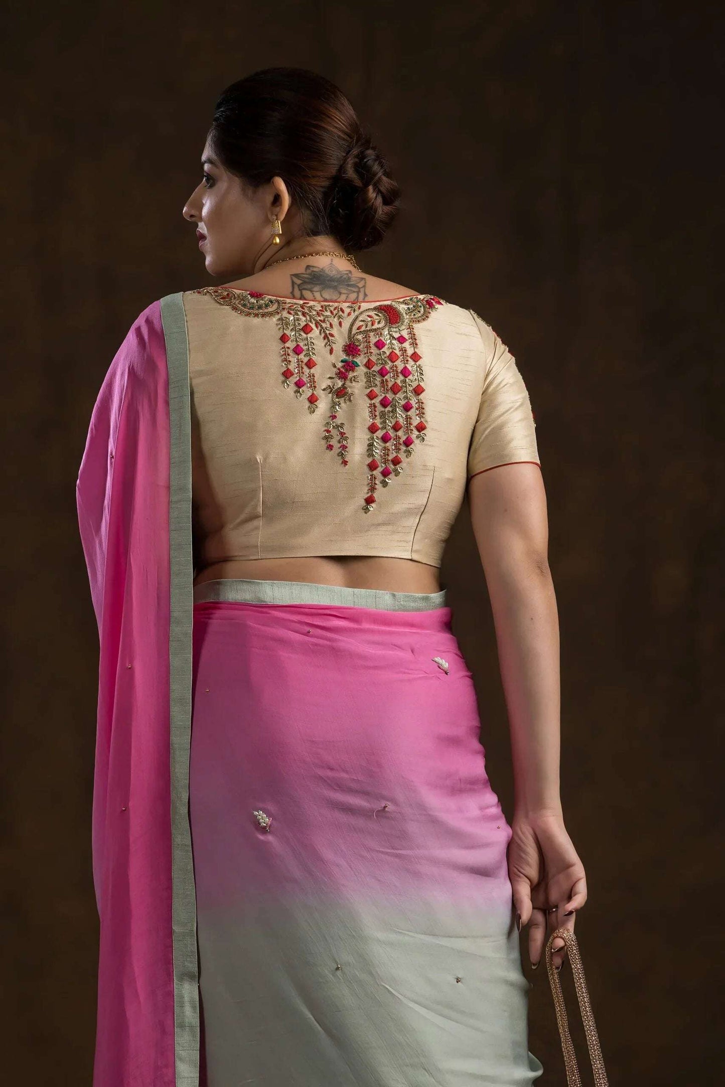 Golden Beige Floret Blouse | Shop Now.