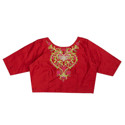 Rose Red Butterfly Blouse – Vibrant Embroidered Elegance.