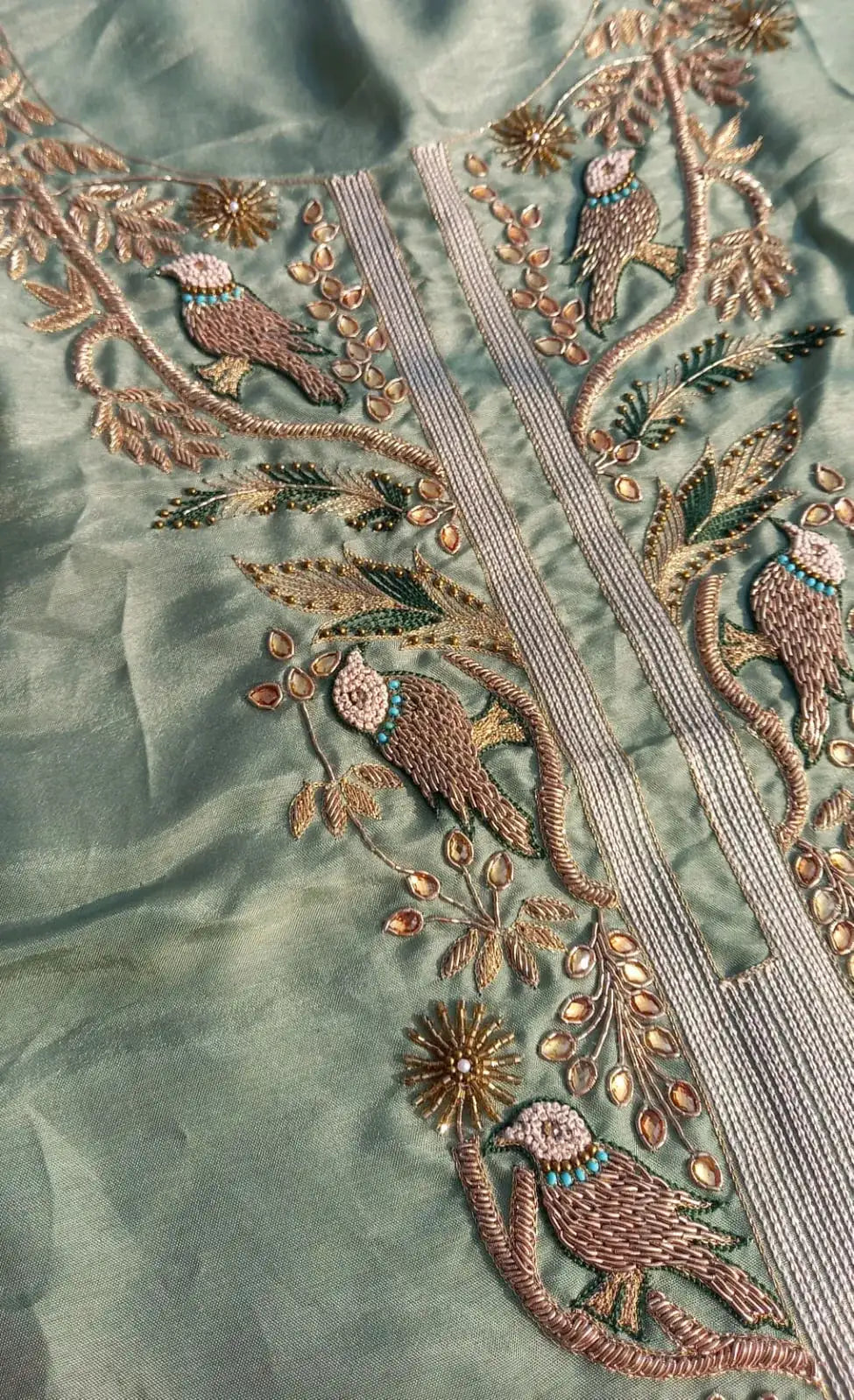 Sanvi Green Unstitched Cord Suit