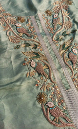 Sanvi Green Unstitched Cord Suit