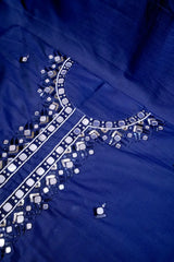 Navy Glow Hand-Embroidered Unstitched Suit Set
