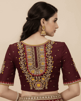 Maroon Shade Floral Blouse by Kizmit Designs