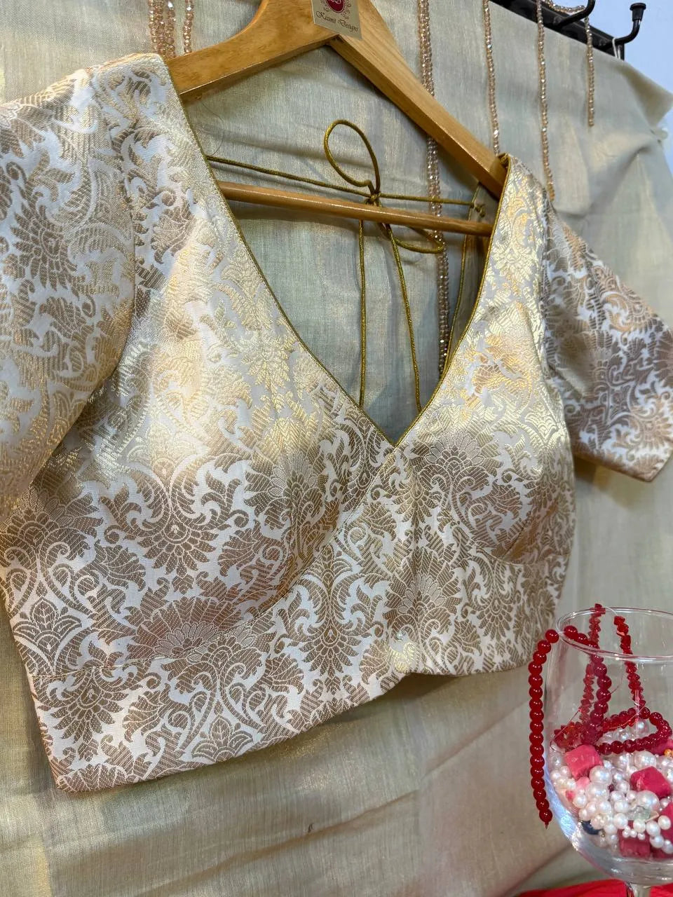 Ivory Gold Brocade Blouse