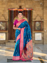 Kadiyal Peacock Motif Semi Soft Silk Saree
