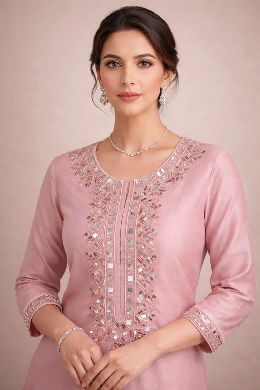 Chand Gulabi Hand-Embroidered Unstitched Suit Set