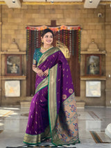 Kadiyal Peacock Motif Semi Soft Silk Saree