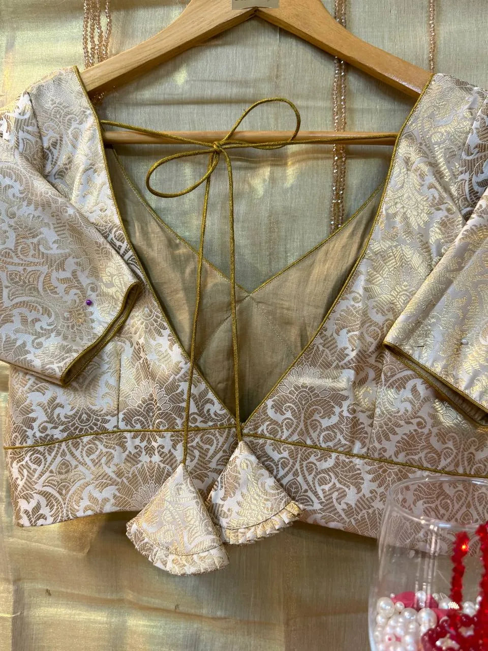 Ivory Gold Brocade Blouse