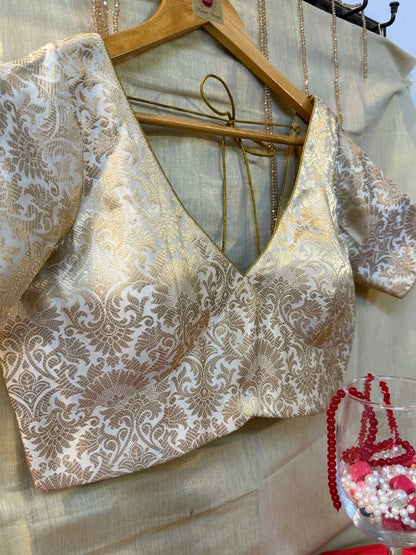 Ivory Gold Brocade Blouse