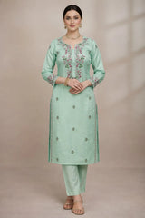 Pistachio Aura Hand Embroidered Unstitched Suit