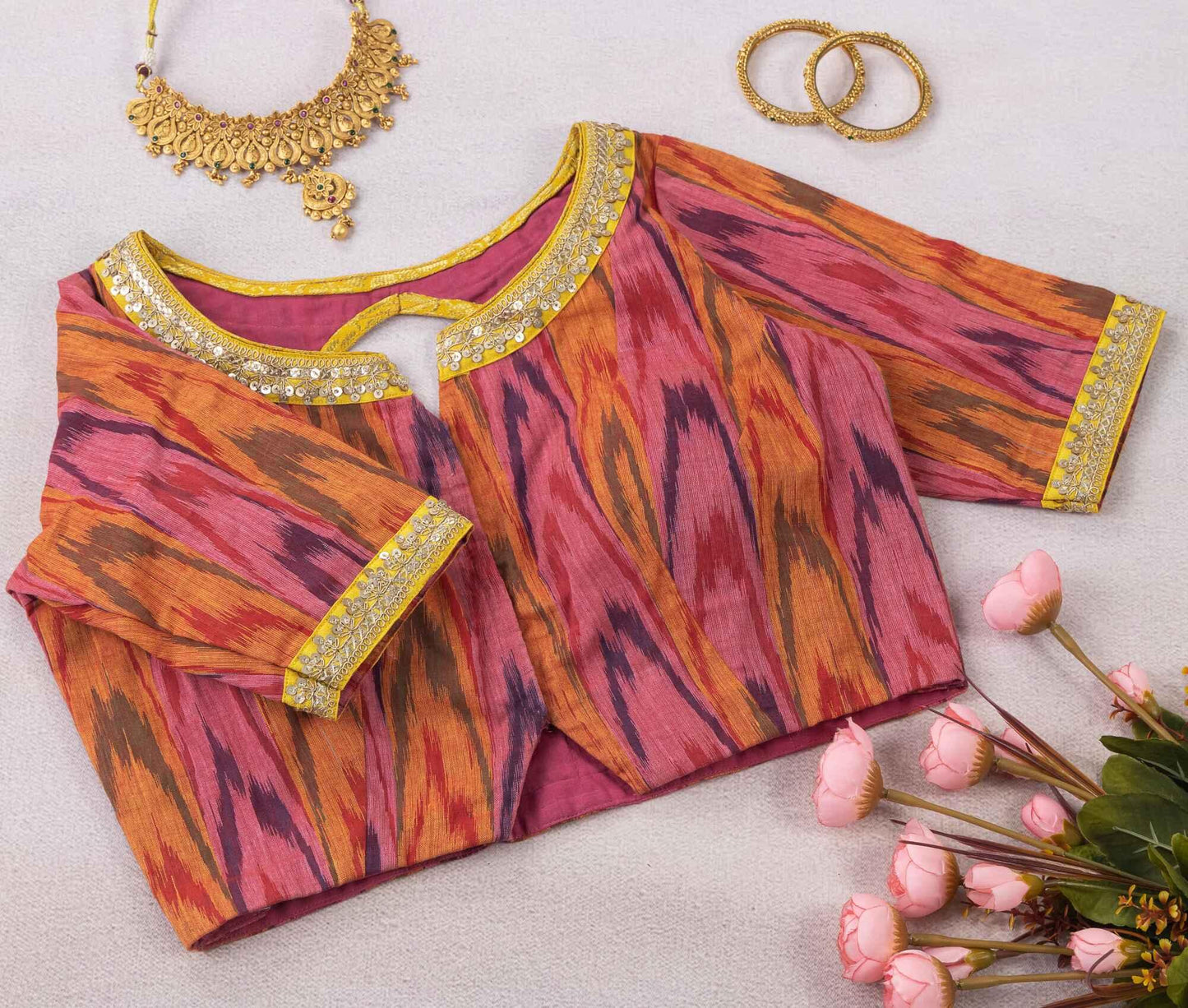 Wine Shade Ikkat Blouse | Shop Now.