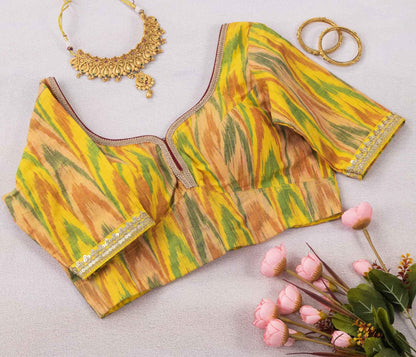 Yellow Ikkat Blouse | Shop Now.
