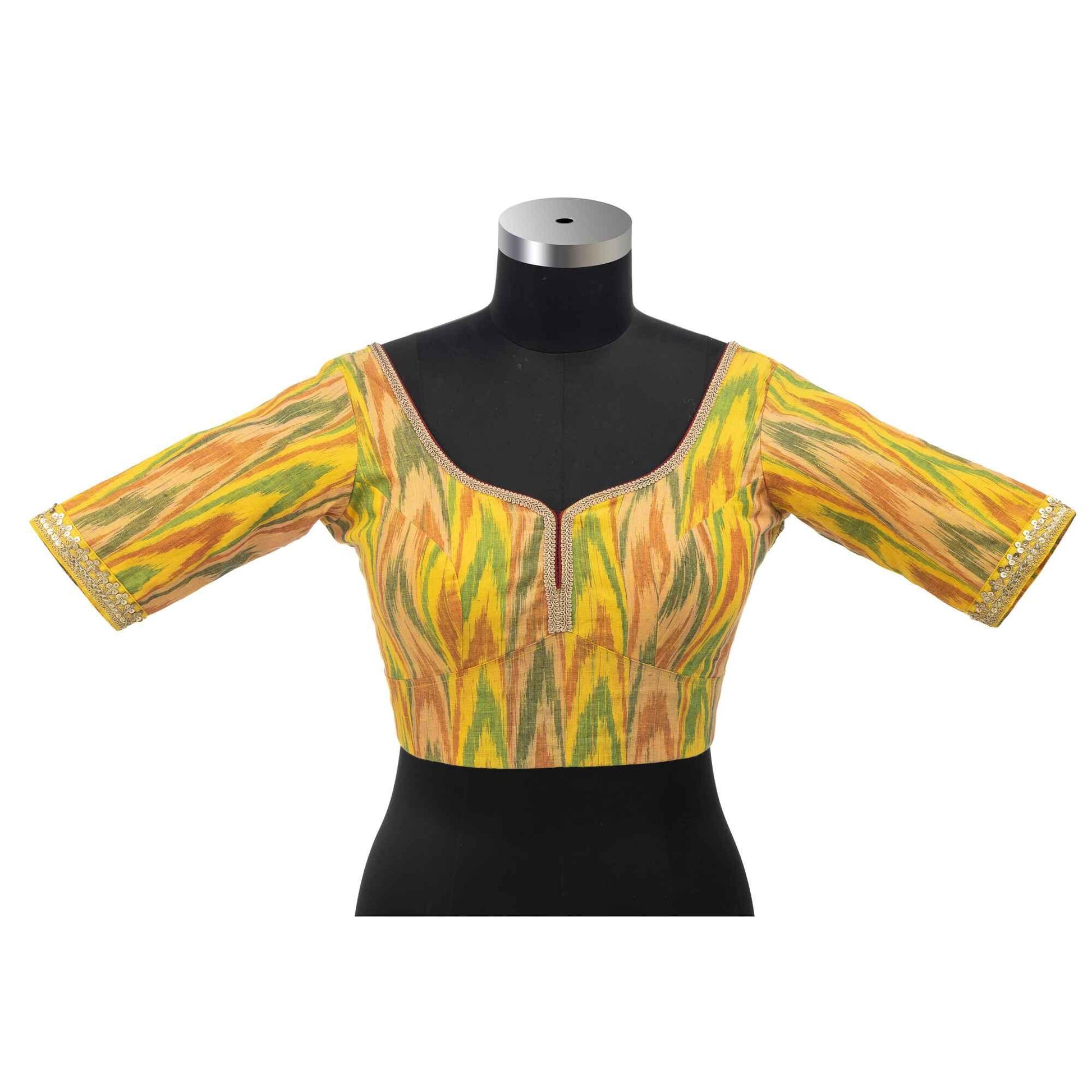 Yellow Ikkat Blouse | Shop Now.