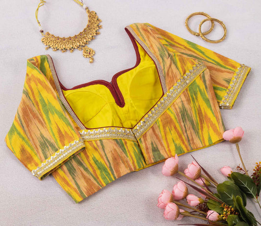 Yellow Ikkat Blouse | Shop Now - Kizmit Designs Store