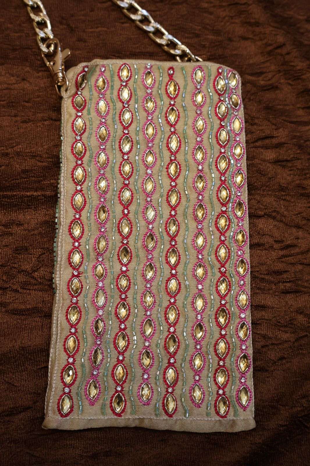 Embroidered Mobile Sling Bag | Mirror Work Phone Bag