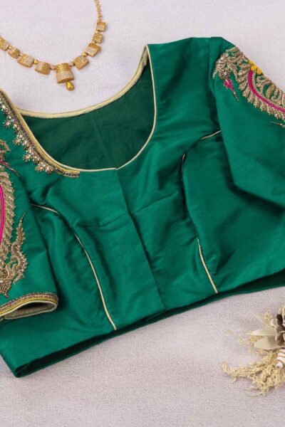 Emerald Green Paisley And Jhumkas Blouse