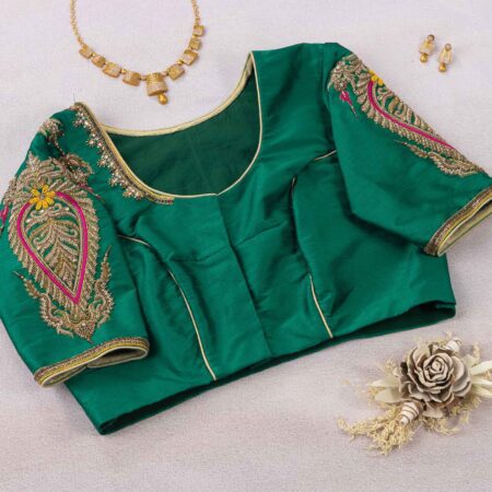 Emerald Green Paisley And Jhumkas Blouse