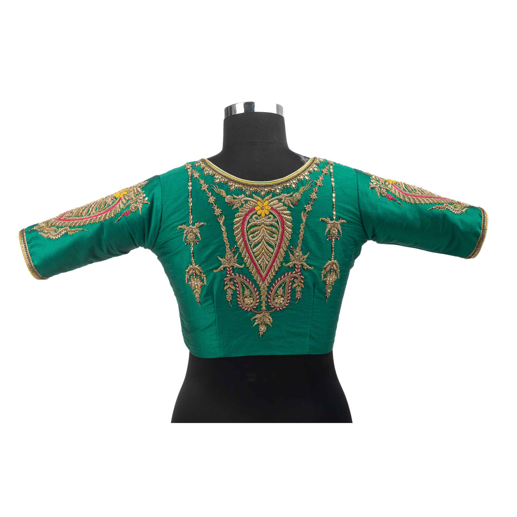 Emerald Green Paisley And Jhumkas Blouse