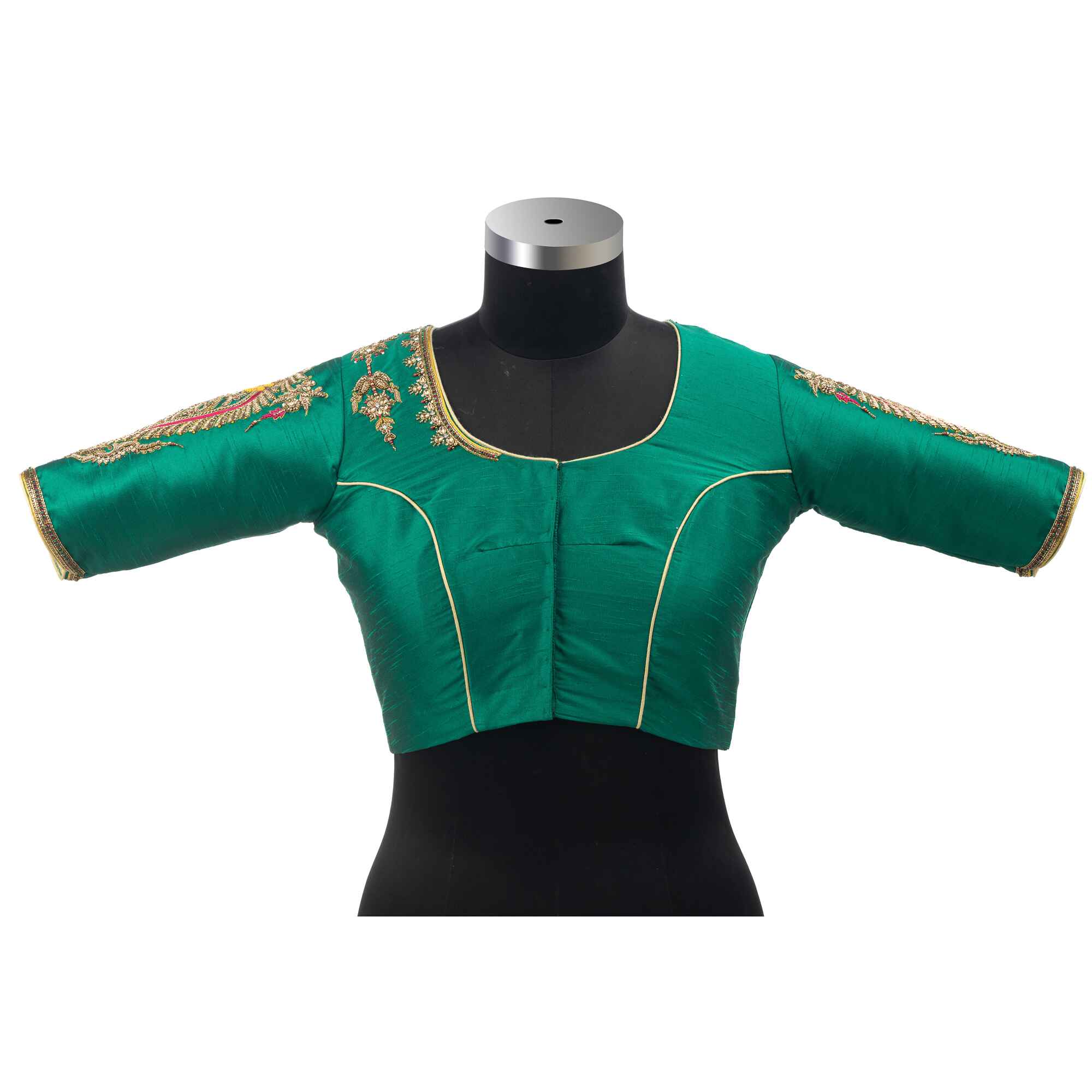 Emerald Green Paisley And Jhumkas Blouse