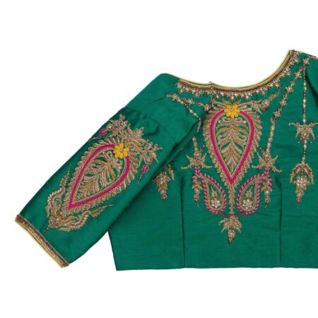 Emerald Green Paisley And Jhumkas Blouse