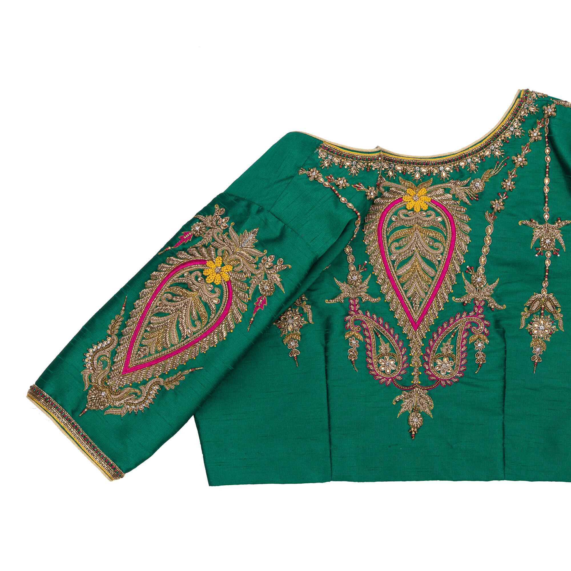 Emerald Green Paisley And Jhumkas Blouse