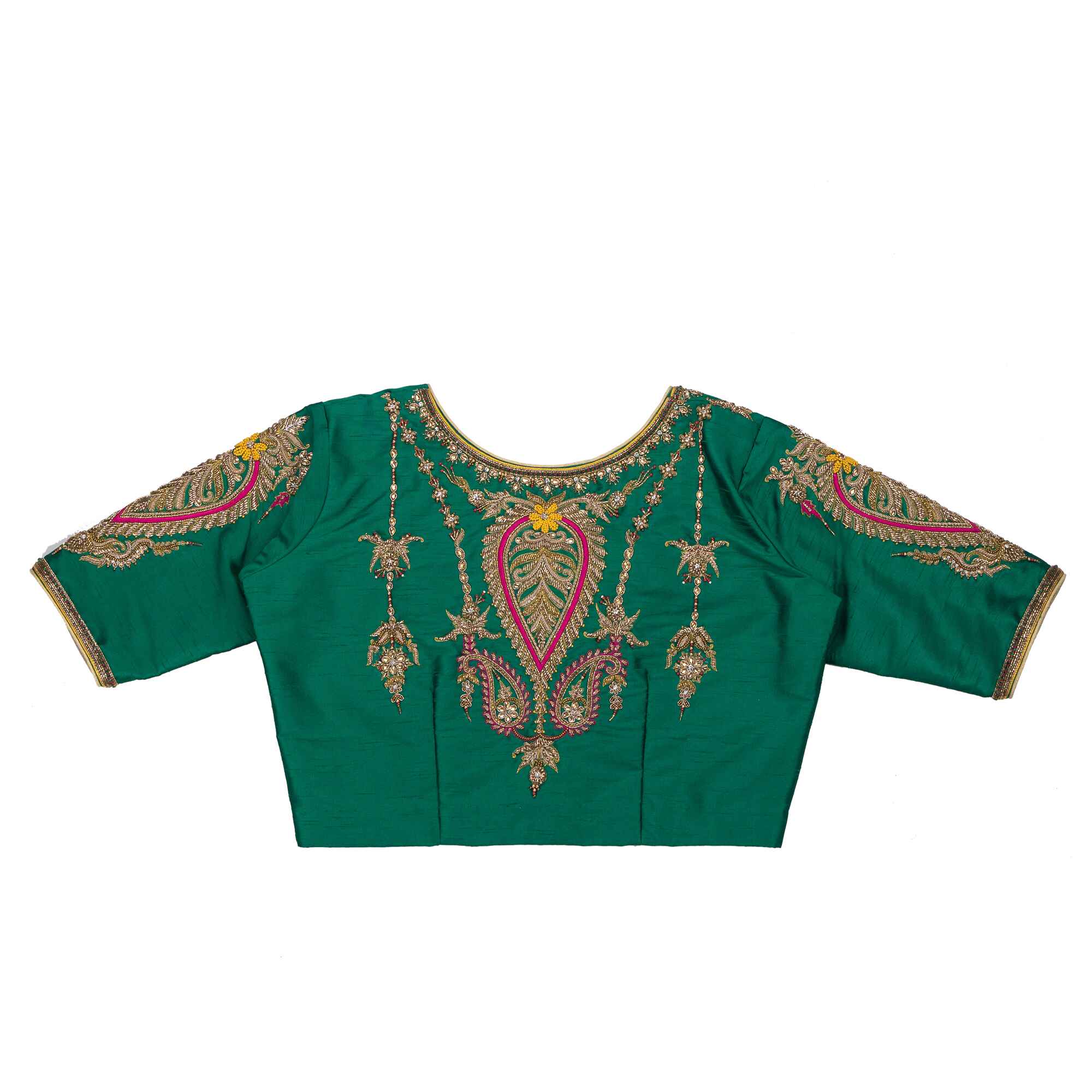 Emerald Green Paisley And Jhumkas Blouse