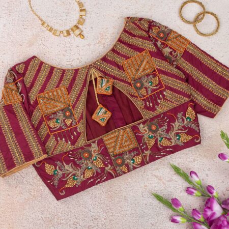 Geometrical and Floral Fusion Blouse