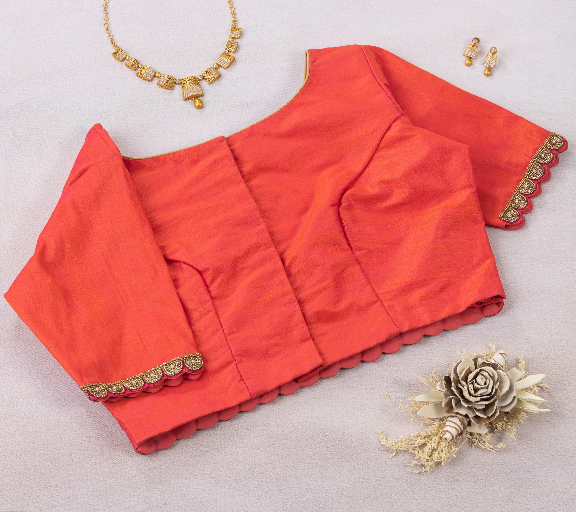 Peachish Pink Paisley Motifs Blouse