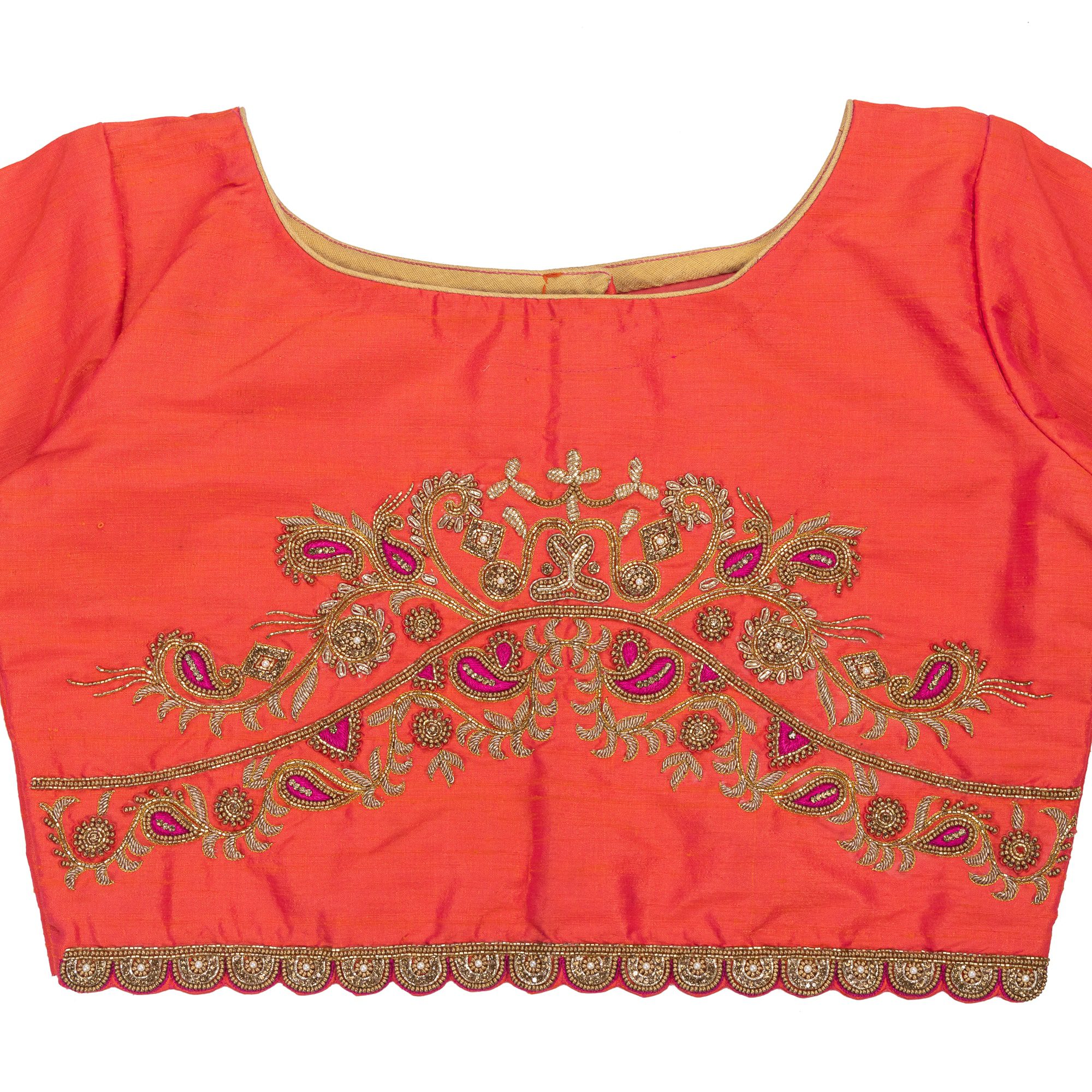 Peachish Pink Paisley Motifs Blouse