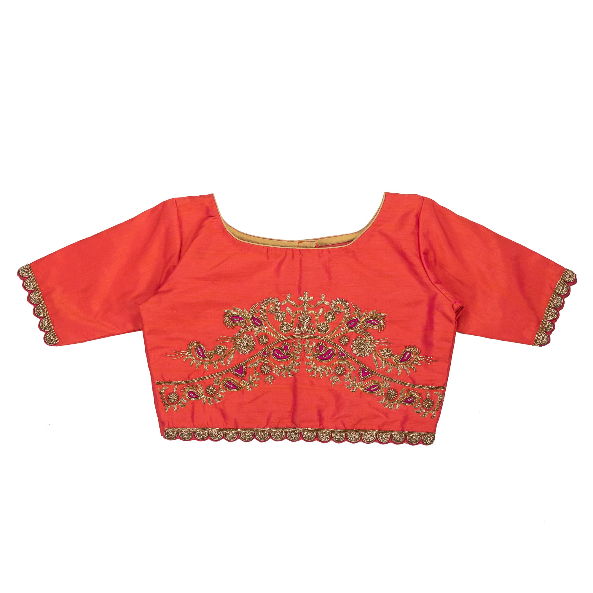 Peachish Pink Paisley Motifs Blouse