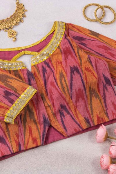 Wine Shade Ikkat Blouse
