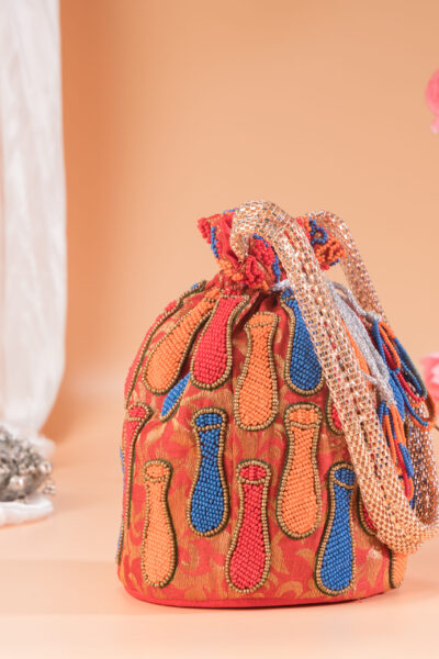 Red Hot Brocade Surai Potli Bag