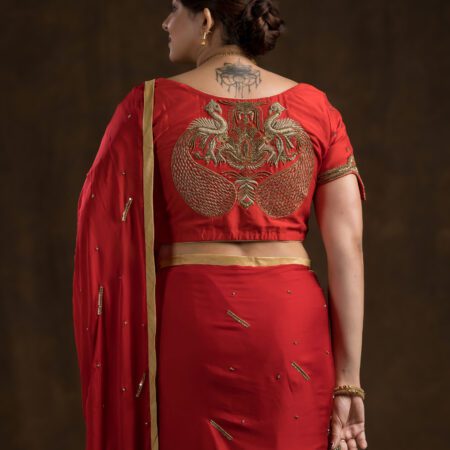Red Mayur Hand Embroidered Blouse